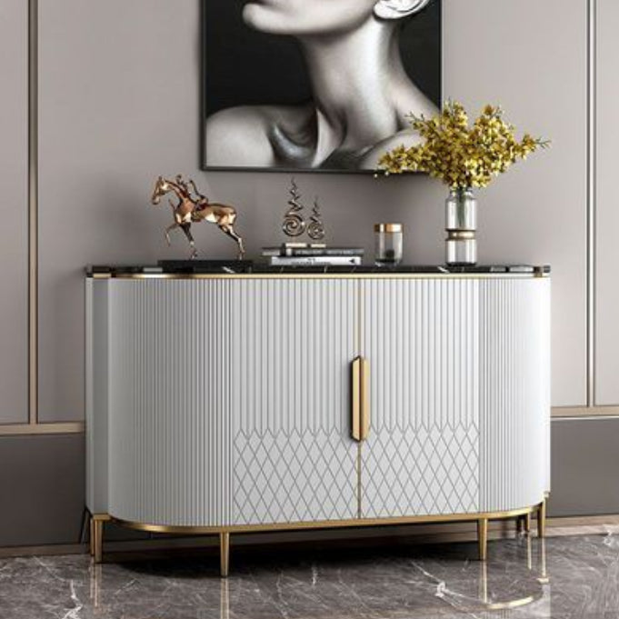 Glam Sideboard Marble Sideboard Cabinet with Doors for Kitchen