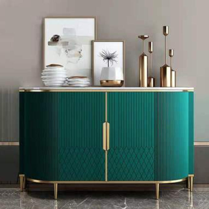 Glam Sideboard Marble Sideboard Cabinet with Doors for Kitchen