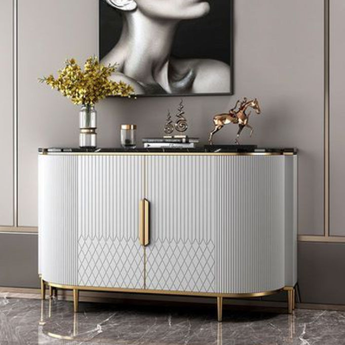 Glam Sideboard Marble Sideboard Cabinet with Doors for Kitchen