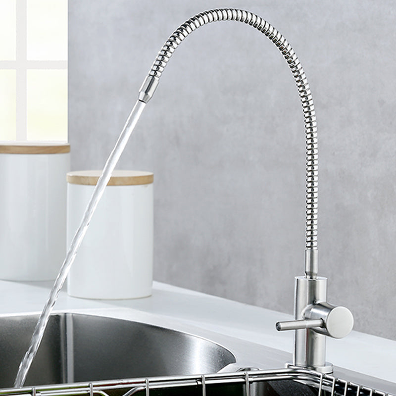 Farmhouse One Handle Kitchen Faucet High Arch Water Filler in Silver