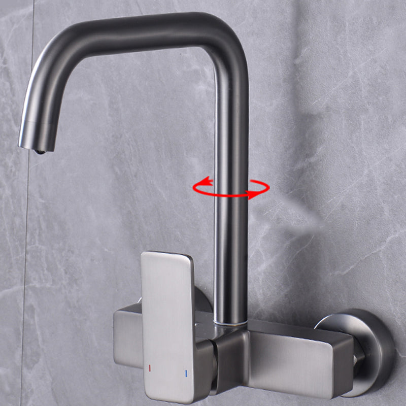 Contemporary Single Handle Kitchen Faucet 1 Hold Bar Faucet in Gray