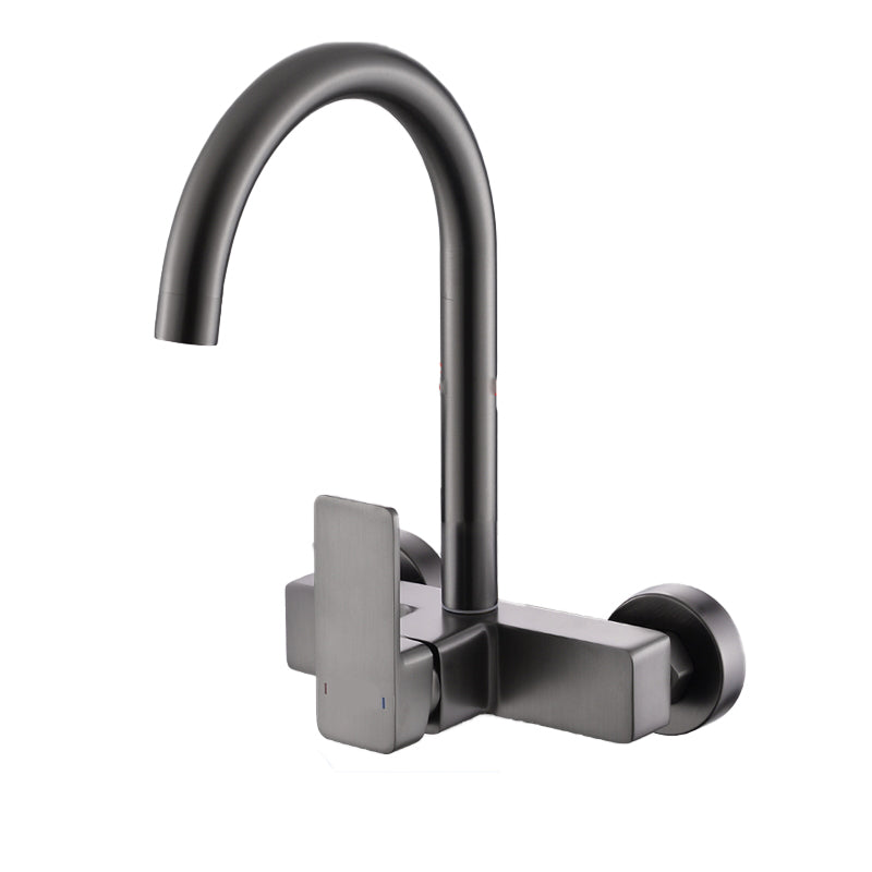 Contemporary Single Handle Kitchen Faucet 1 Hold Bar Faucet in Gray