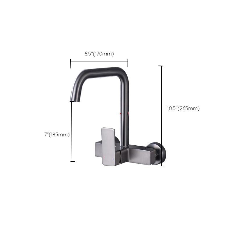 Contemporary Single Handle Kitchen Faucet 1 Hold Bar Faucet in Gray