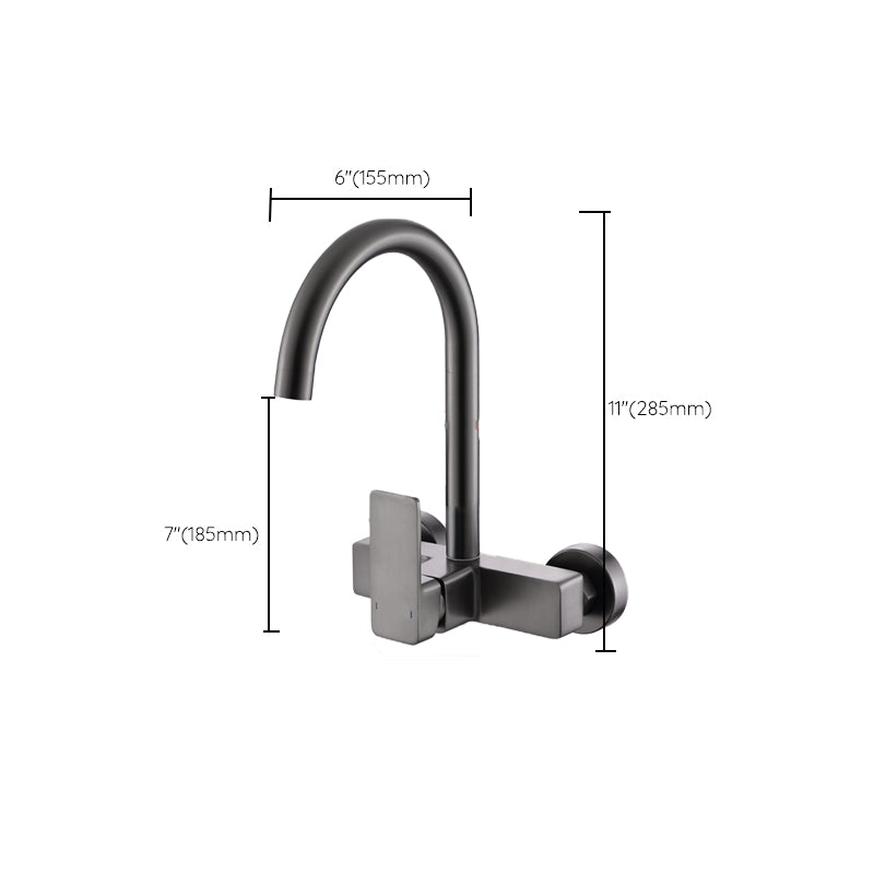 Contemporary Single Handle Kitchen Faucet 1 Hold Bar Faucet in Gray