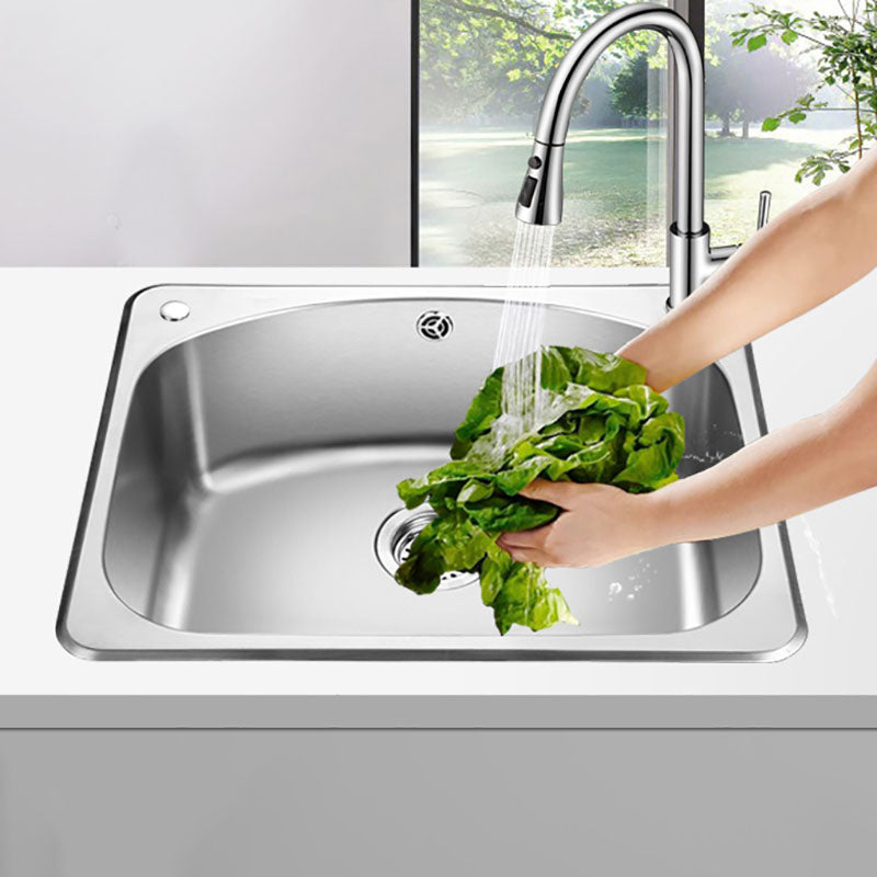 Modern Stainless Steel Kitchen Sink Single Bowl Sink with Basket Strainer