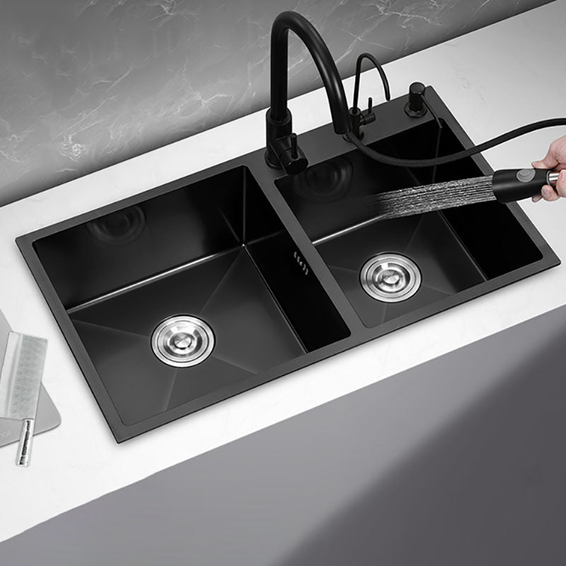 Modern Style Kitchen Sink Soundproof Design Drop-In Stainless Steel Kitchen Double Sink