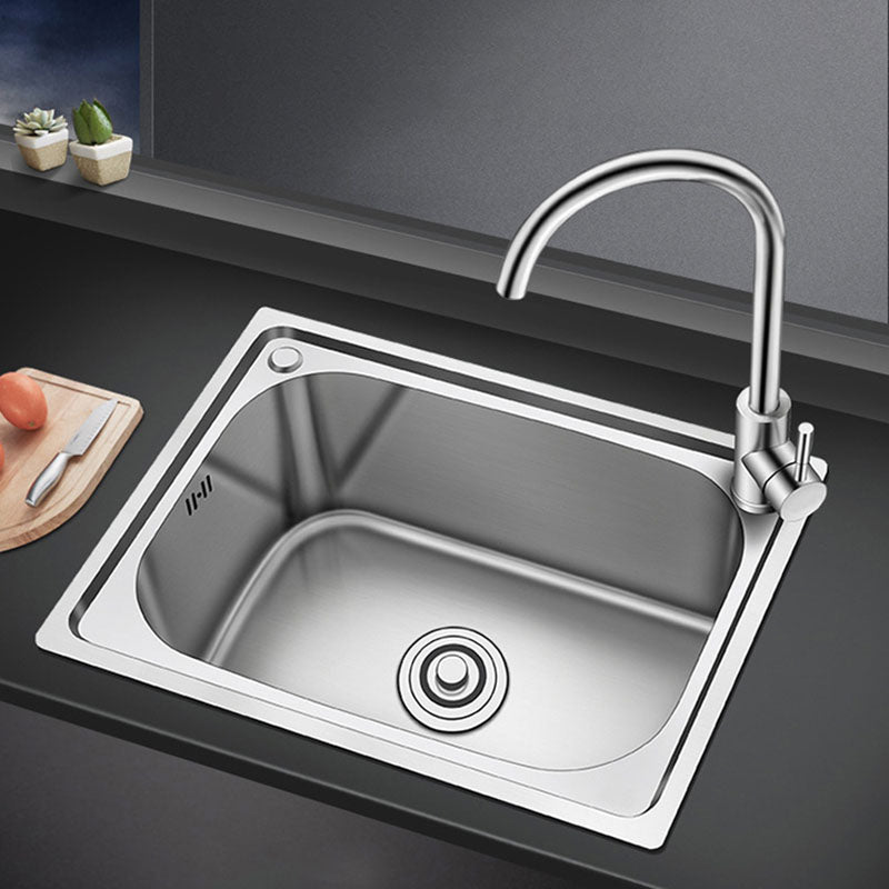 Modern Single Bowl Kitchen Sink Stainless Steel Sink with Basket Strainer