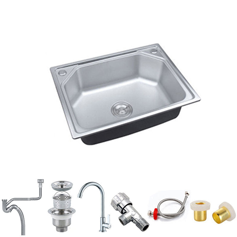 Modern Single Bowl Kitchen Sink Stainless Steel Sink with Basket Strainer