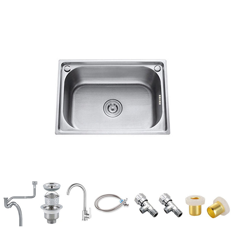 Modern Single Bowl Kitchen Sink Stainless Steel Sink with Basket Strainer