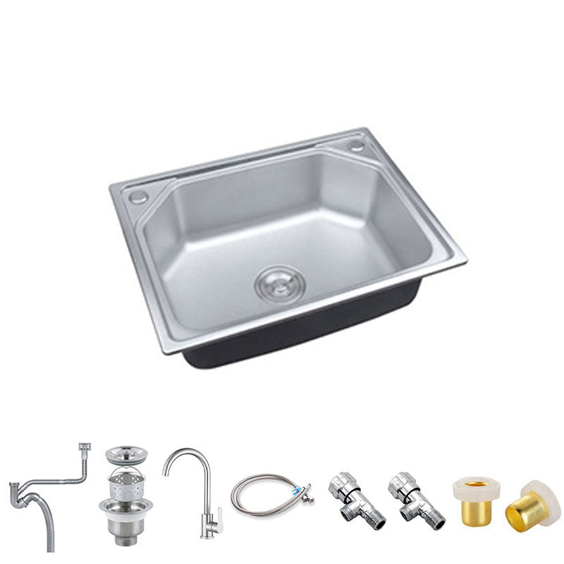 Modern Single Bowl Kitchen Sink Stainless Steel Sink with Basket Strainer