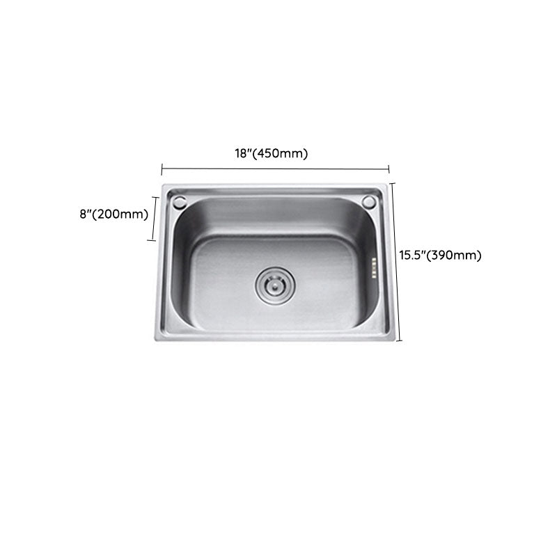 Modern Single Bowl Kitchen Sink Stainless Steel Sink with Basket Strainer