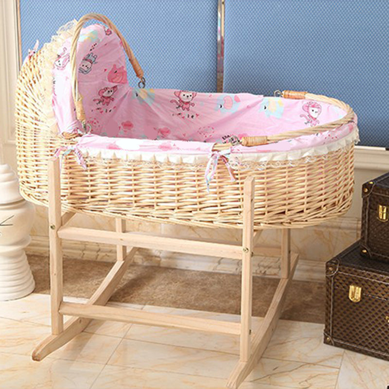 Rattan Modern Nursery Crib Color Matching Nursery Bed with Casters