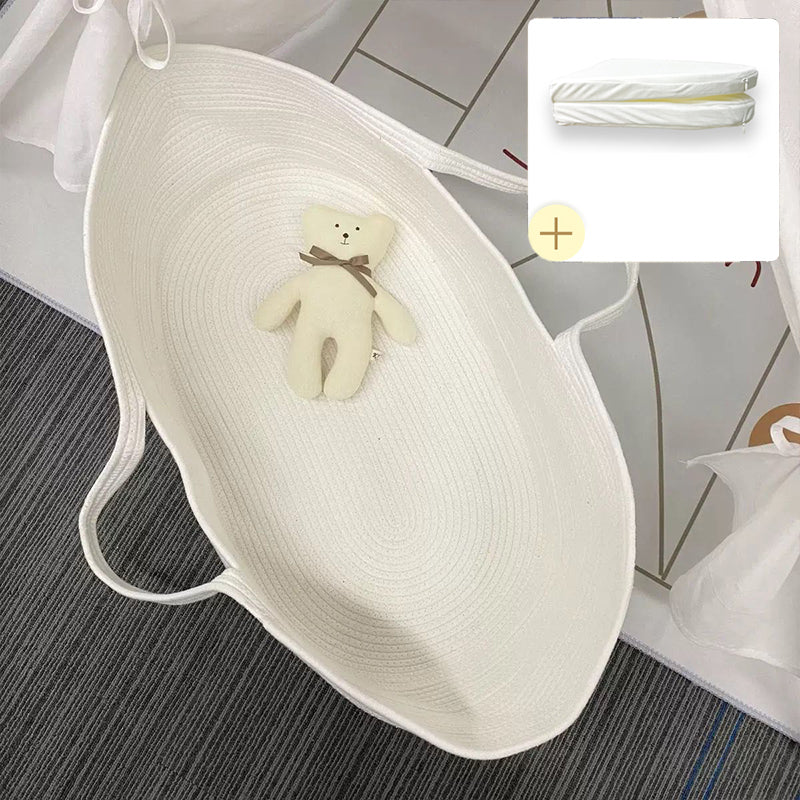 Upholstered Crib Cradle Oval Folding Moses Basket for Newborn