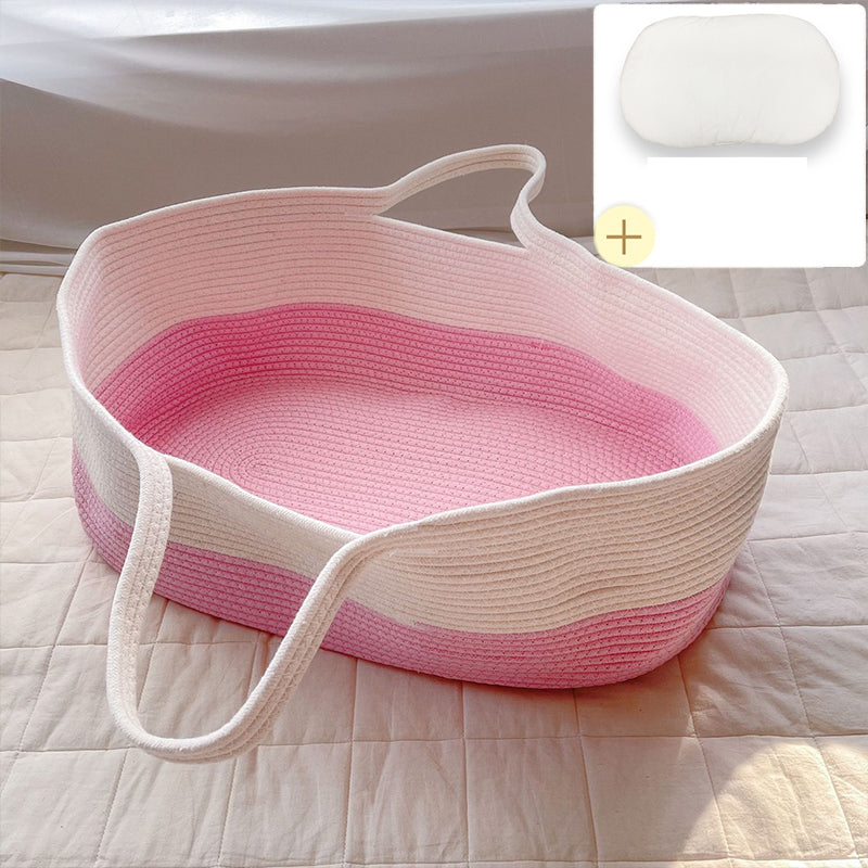 Upholstered Crib Cradle Oval Folding Moses Basket for Newborn