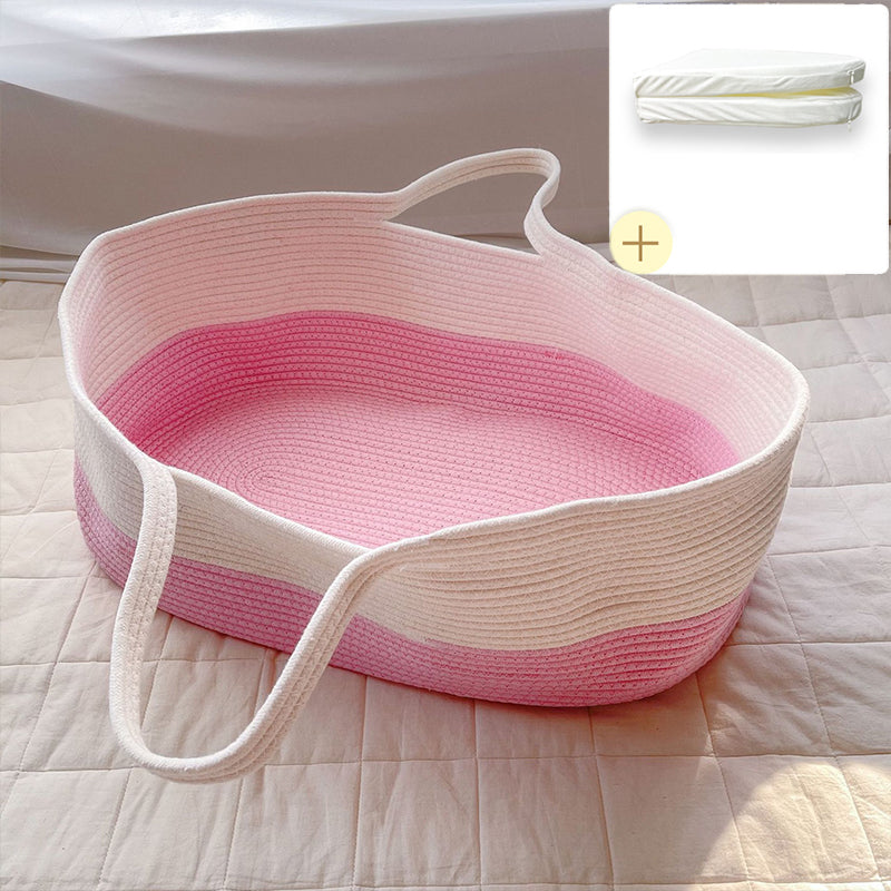 Upholstered Crib Cradle Oval Folding Moses Basket for Newborn