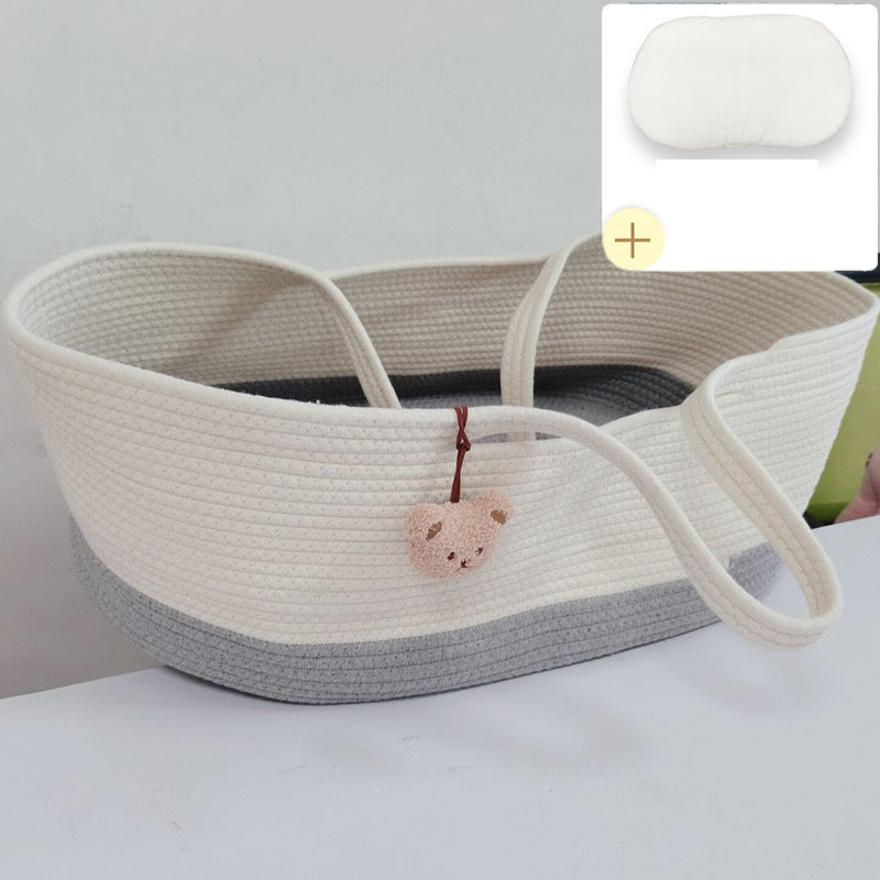 Upholstered Crib Cradle Oval Folding Moses Basket for Newborn