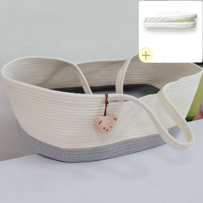 Upholstered Crib Cradle Oval Folding Moses Basket for Newborn