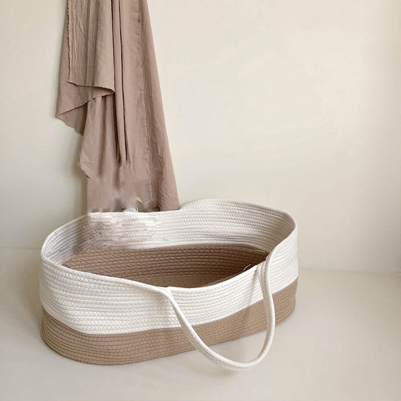 Upholstered Crib Cradle Oval Folding Moses Basket for Newborn