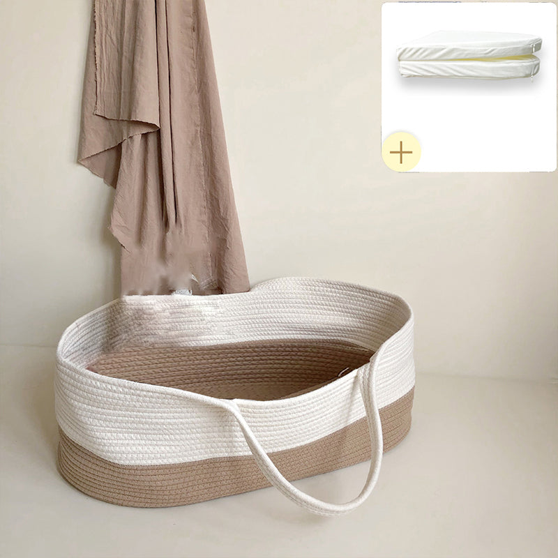 Upholstered Crib Cradle Oval Folding Moses Basket for Newborn