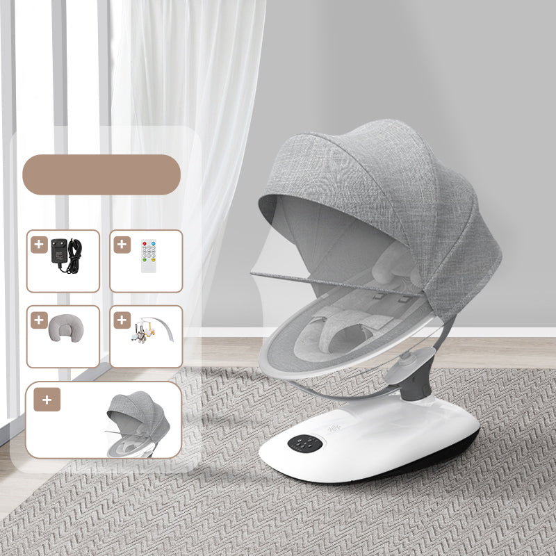 Metal Baby Bassinet Oval White Adjustable Crib Cradle with Bedding