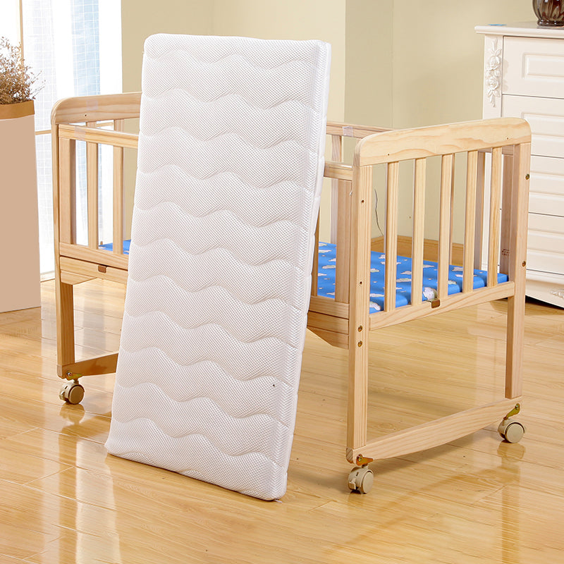 Solid Wood Rocking Baby Crib Cradle Rectangle with 4 Wheels Cradle