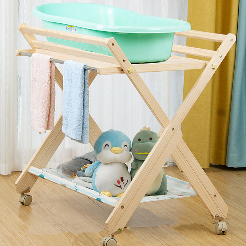 Modern Wooden Baby Changing Table Safety Rails Changing Table with Shelf