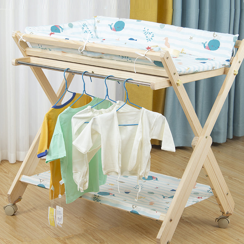 Modern Wooden Baby Changing Table Safety Rails Changing Table with Shelf