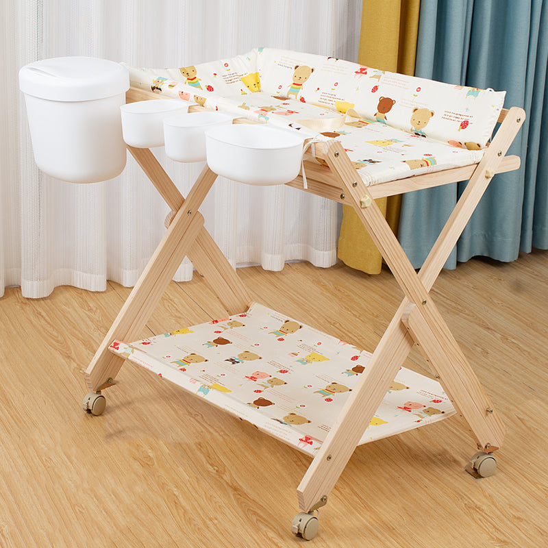 Modern Wooden Baby Changing Table Safety Rails Changing Table with Shelf