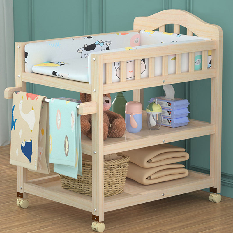 Modern Wooden Baby Changing Table Safety Rails Changing Table with Shelves