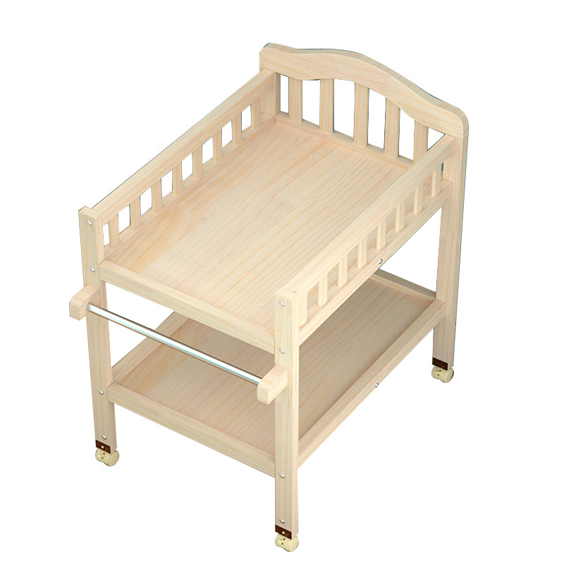 Modern Wooden Baby Changing Table Safety Rails Changing Table with Shelves