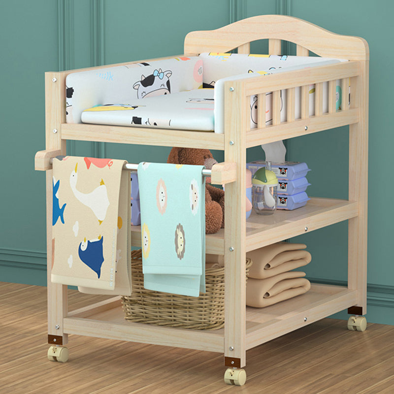 Modern Wooden Baby Changing Table Safety Rails Changing Table with Shelves