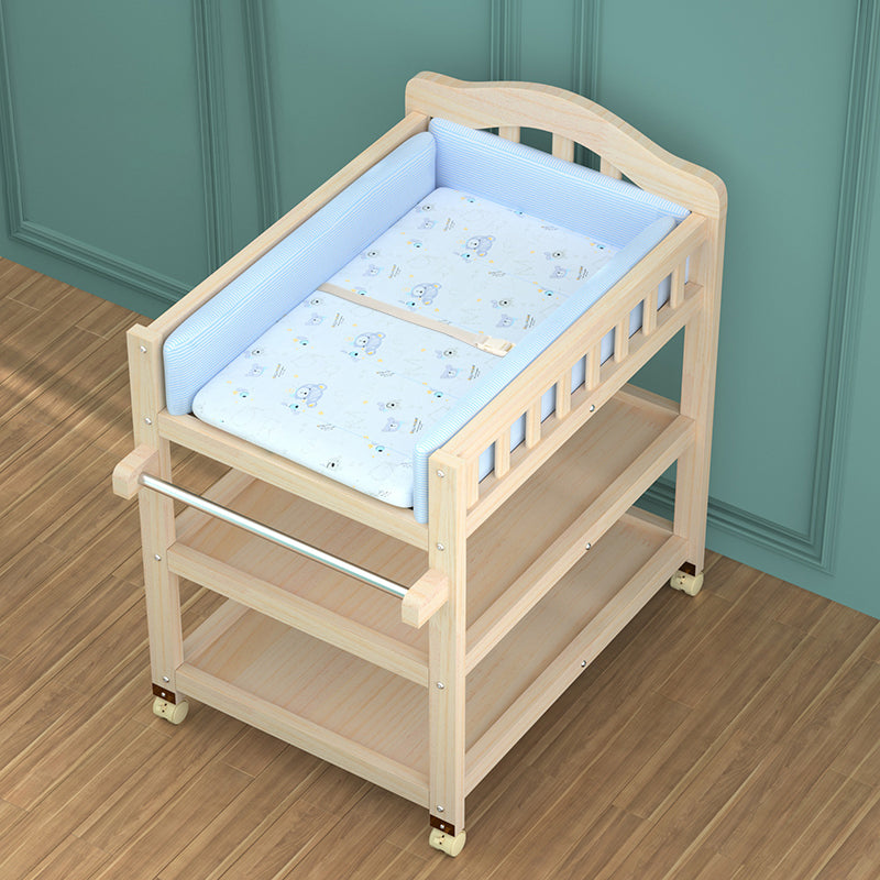 Modern Wooden Baby Changing Table Safety Rails Changing Table with Shelves