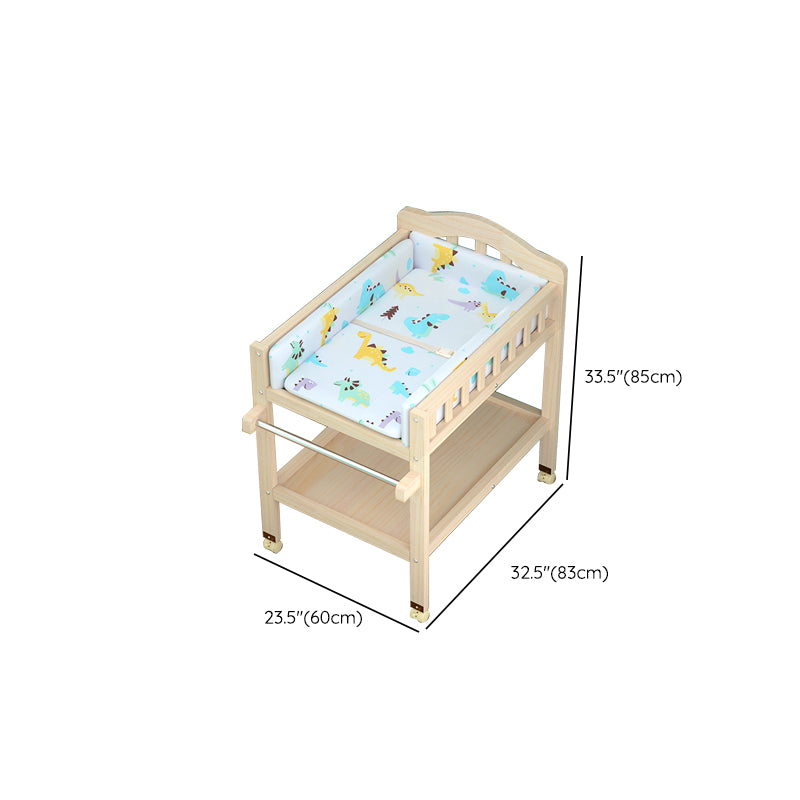 Modern Wooden Baby Changing Table Safety Rails Changing Table with Shelves