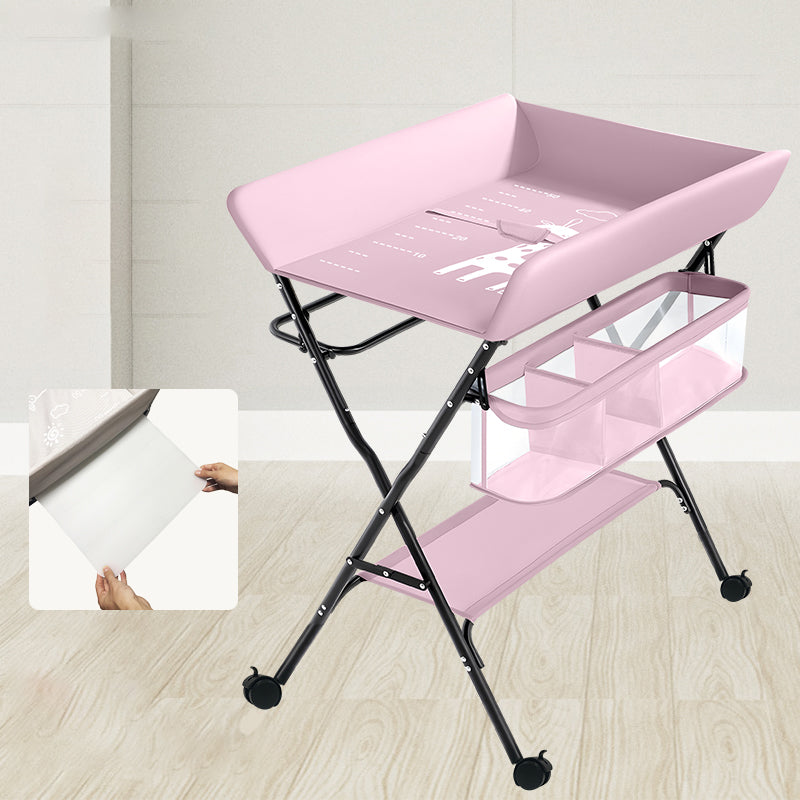 Basket Baby Changing Table Portable Folding Changing Table with Pad