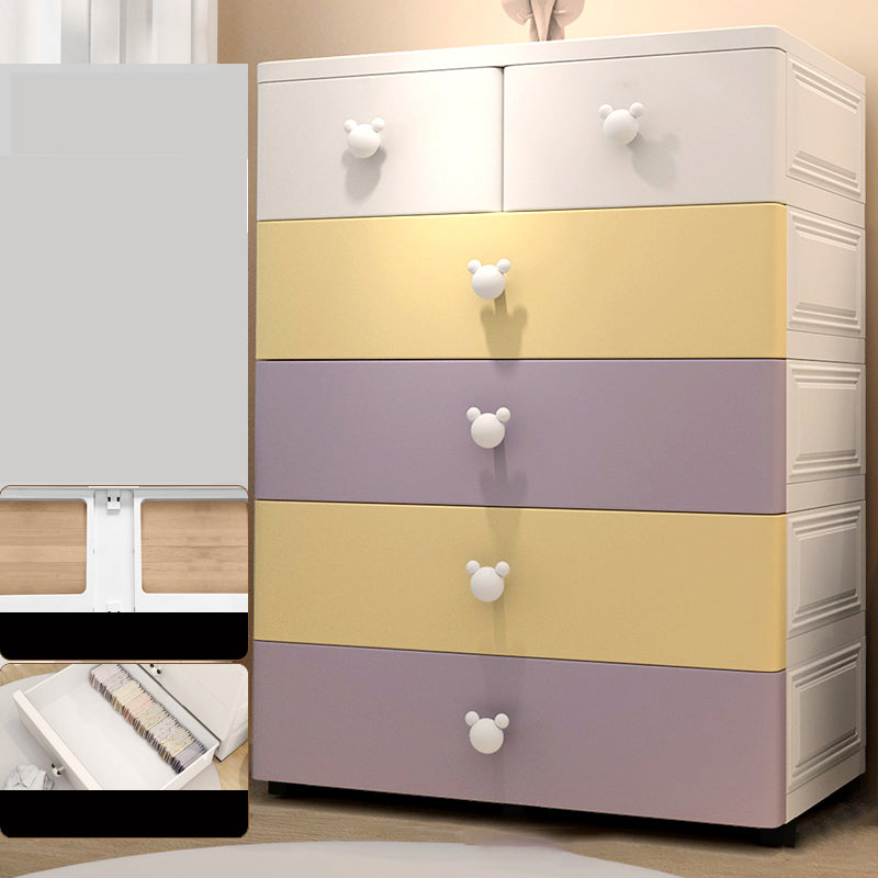 Modern Chest Nursery Dresser Plastic Kids Nightstand with 6 Drawers