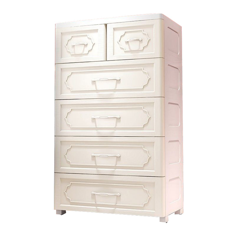 Nordic Vertical Kids Nightstand Plastic Nursery Dresser with 5/6 Drawers for Bedroom