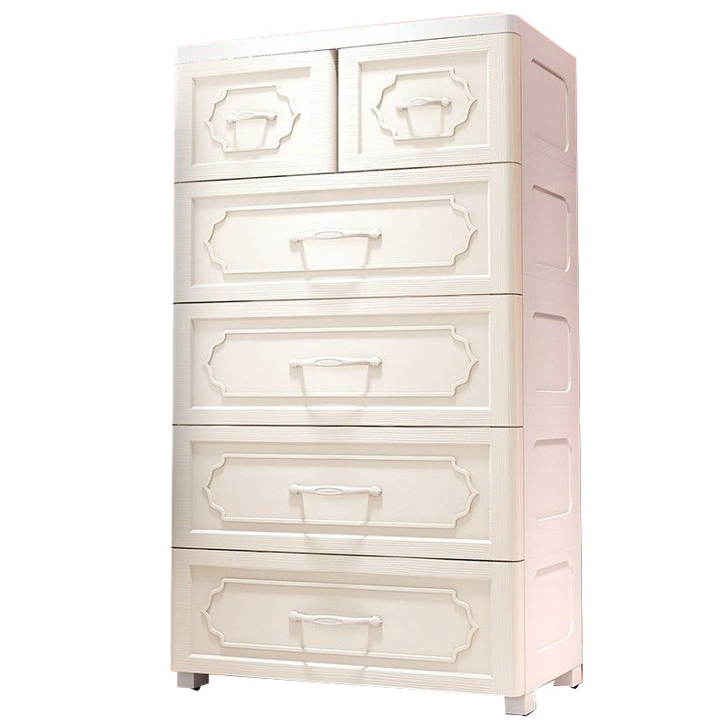 Nordic Vertical Kids Nightstand Plastic Nursery Dresser with 5/6 Drawers for Bedroom