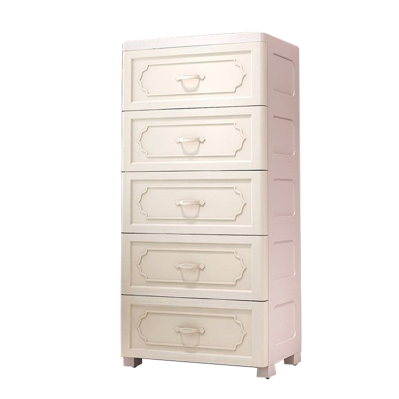 Nordic Vertical Kids Nightstand Plastic Nursery Dresser with 5/6 Drawers for Bedroom