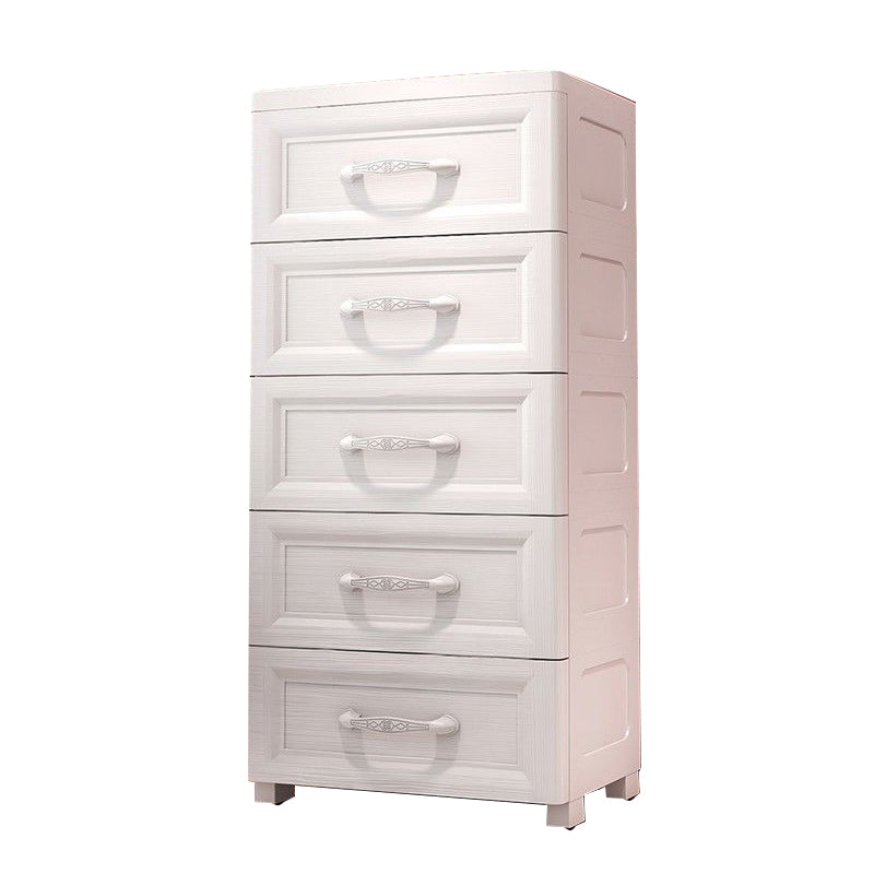 Nordic Vertical Kids Nightstand Plastic Nursery Dresser with 5/6 Drawers for Bedroom