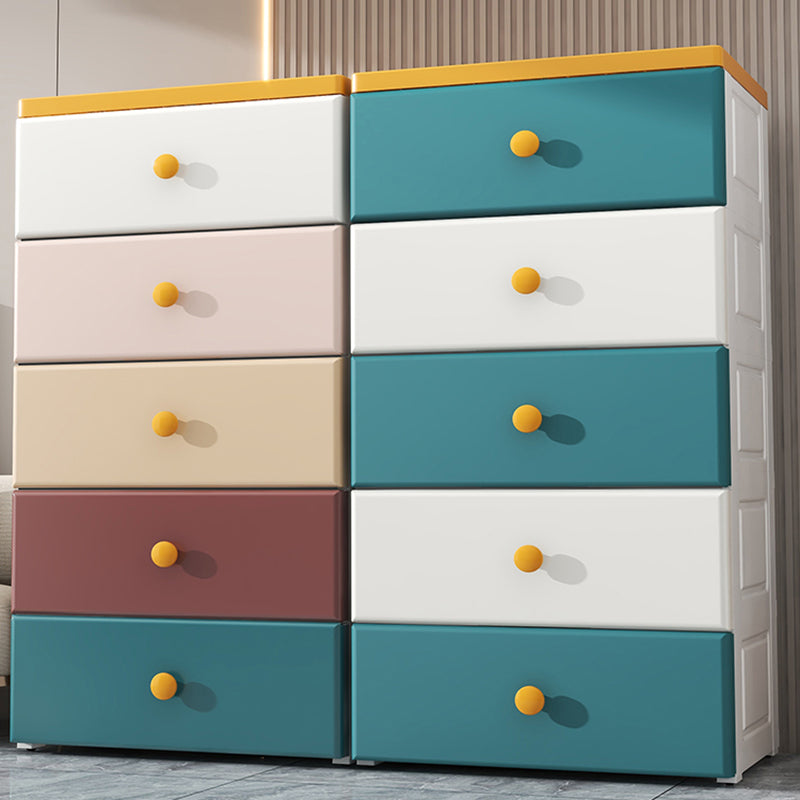 Modern Nursery Dresser Plastic Kids Nightstand with 5 Drawers