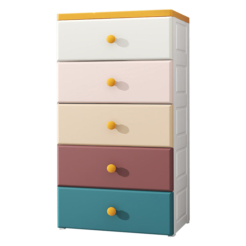 Modern Nursery Dresser Plastic Kids Nightstand with 5 Drawers