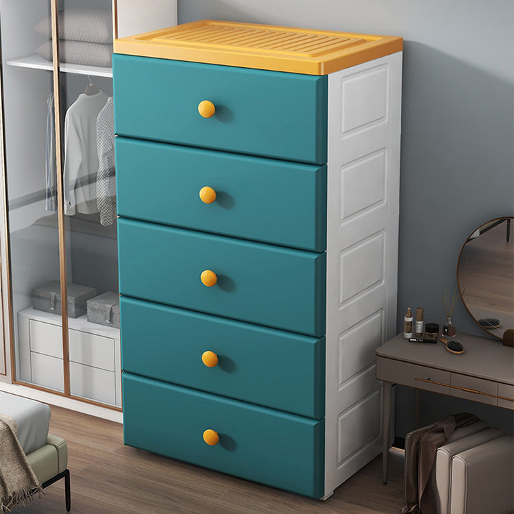 Modern Nursery Dresser Plastic Kids Nightstand with 5 Drawers