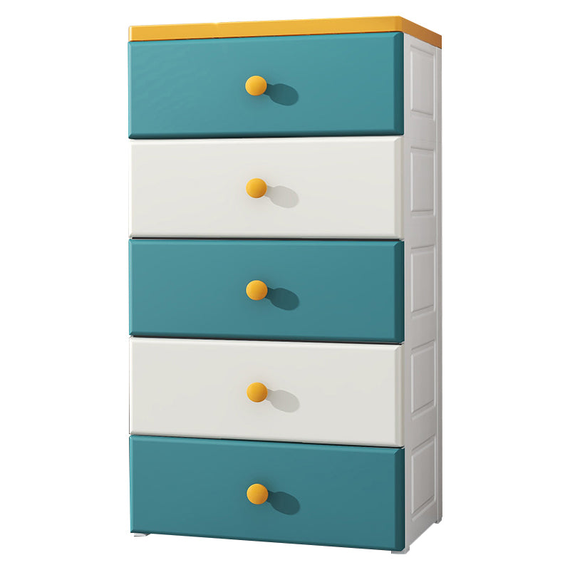 Modern Nursery Dresser Plastic Kids Nightstand with 5 Drawers