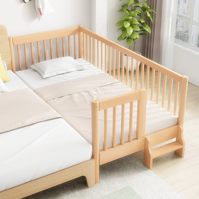 Washed Natural Wood Nursery Crib Modern Convertible Crib Nursery Crib with Guardrail