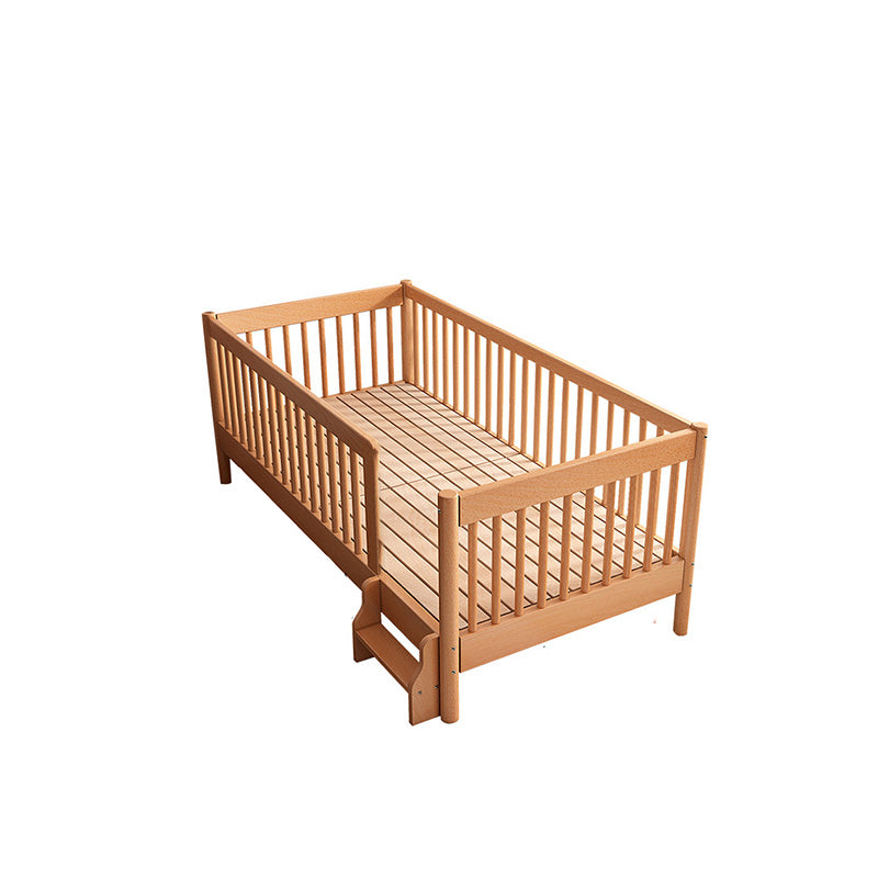 Washed Natural Wood Nursery Crib Modern Convertible Crib Nursery Crib with Guardrail