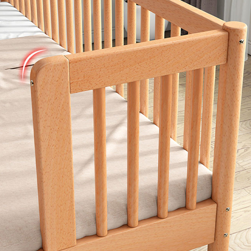 Washed Natural Wood Nursery Crib Modern Convertible Crib Nursery Crib with Guardrail