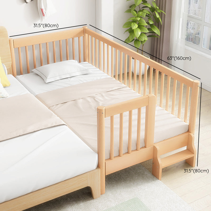 Washed Natural Wood Nursery Crib Modern Convertible Crib Nursery Crib with Guardrail