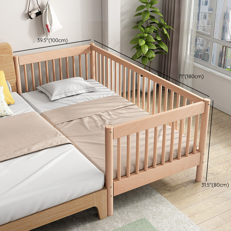 Washed Natural Wood Nursery Crib Modern Convertible Crib Nursery Crib with Guardrail