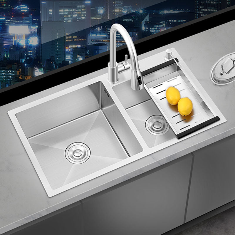 Modern Style Drop-In Kitchen Sink Soundproof Design Stainless Steel Kitchen Double Sink