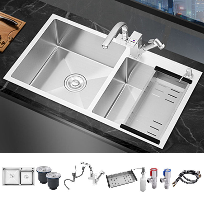 Modern Style Drop-In Kitchen Sink Soundproof Design Stainless Steel Kitchen Double Sink